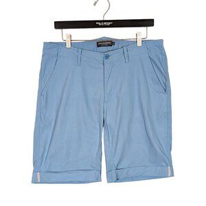 Cafe Du Cycliste Paulette Man Cycling Chino Stretch Shorts Mens XL Blue Cuffed